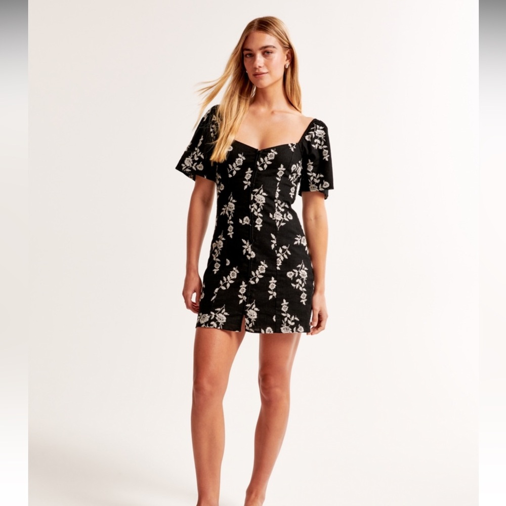 NWT Abercrombie Linen Short Sleeve Mini Dress size XS